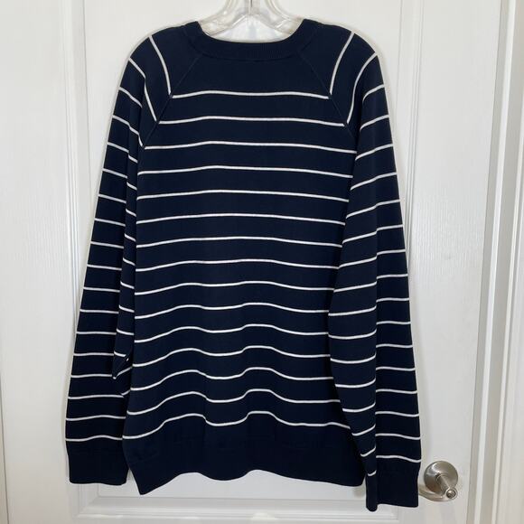 Banana Republic Mens Reversible Sweatshirt Prep Navy Stripe NWT XL Tall - Picture 4 of 7